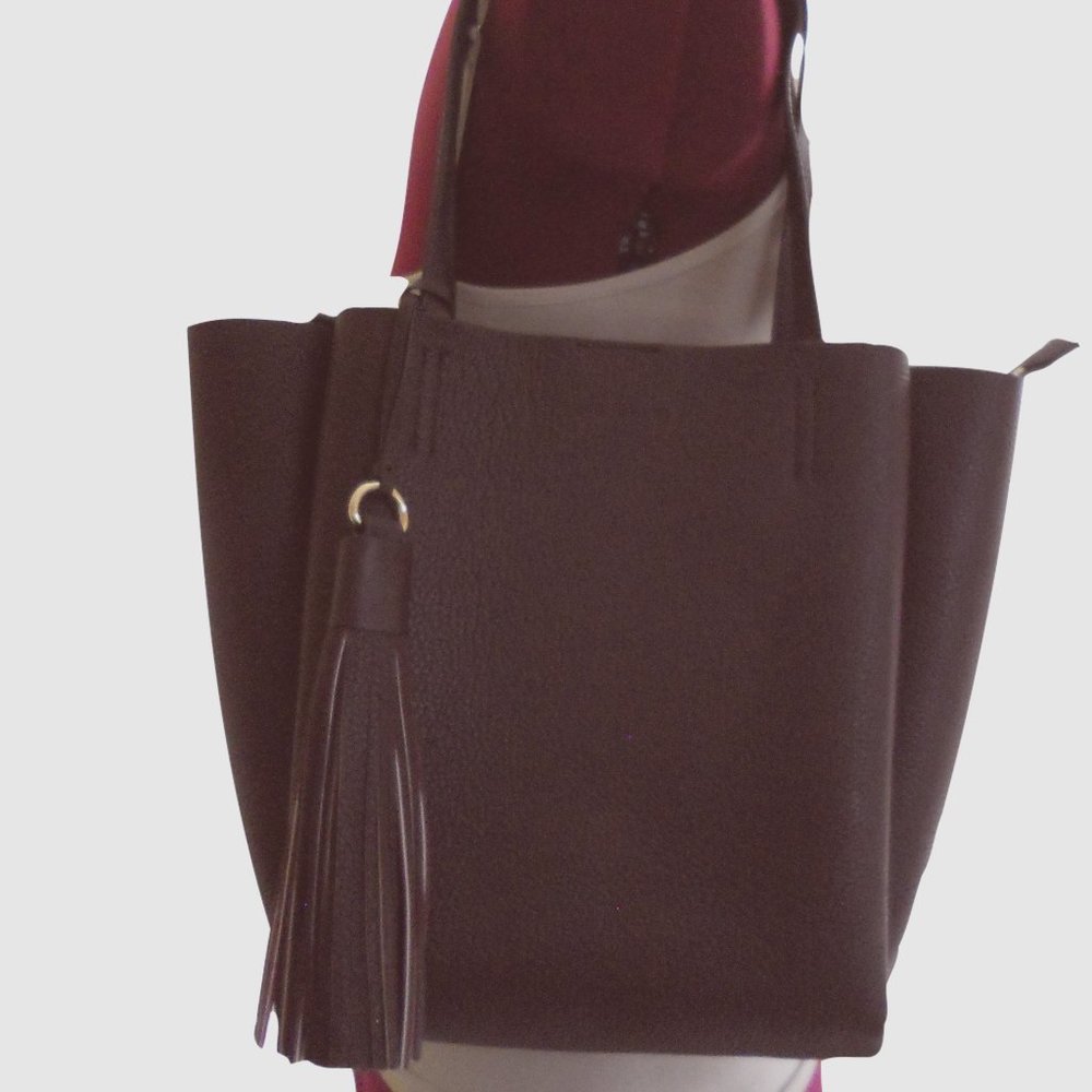 Vince Camuto Nylan Leather Tote Shiraz Wine Color